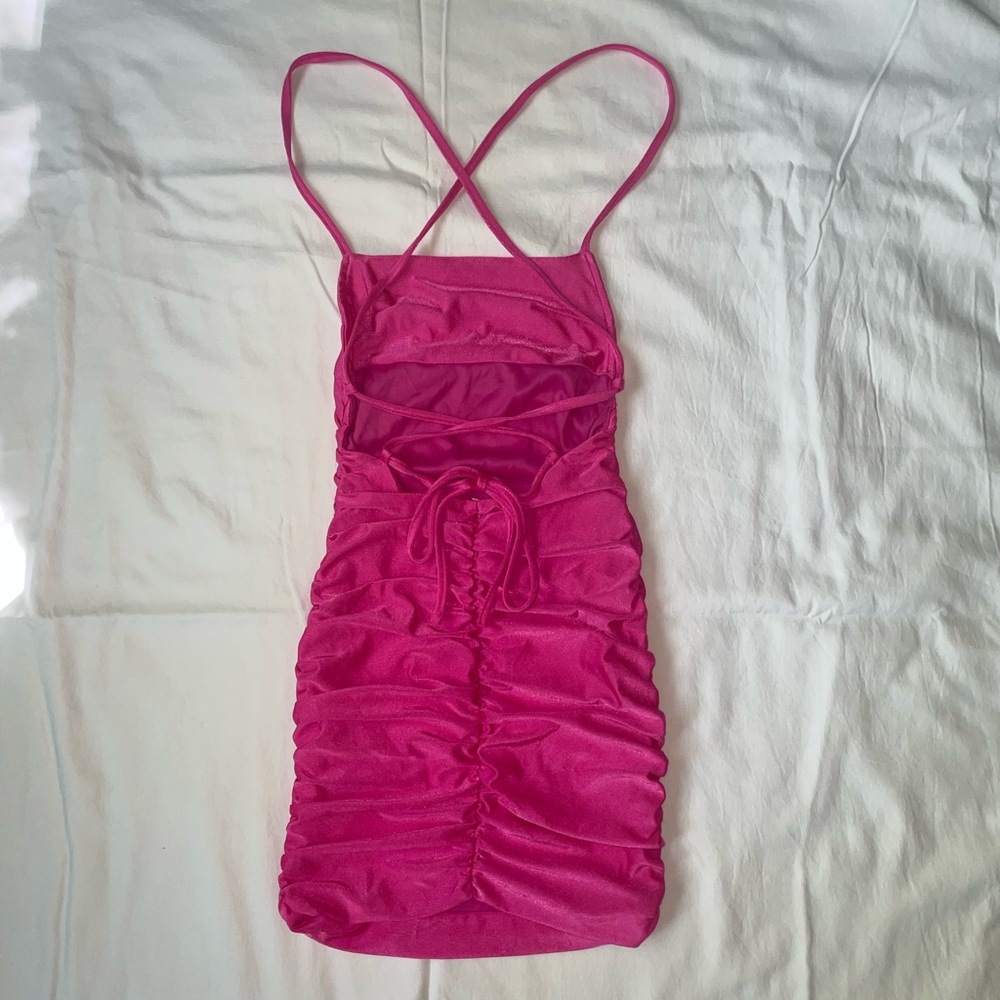 Lucy in the Sky Rhythm Cross Back Bodycon Dress Hot Pink